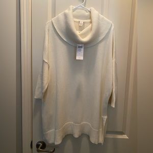NEW Chico's White Sweater with Cow Neck- Chico's 1